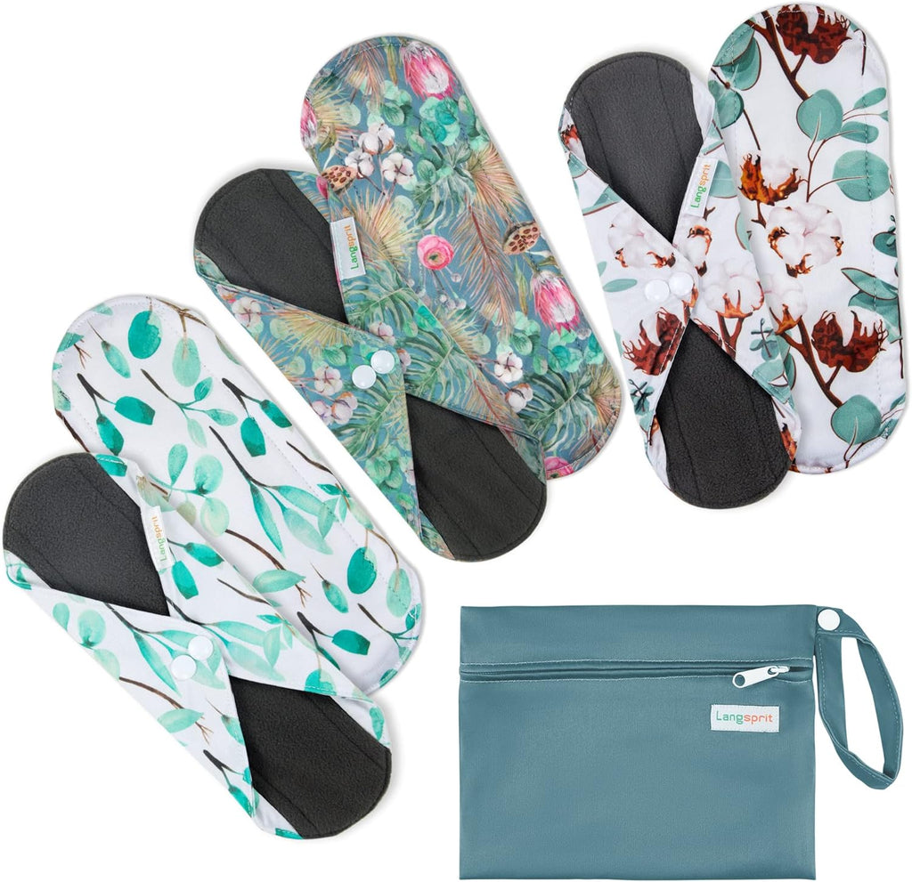 7pcs Set 1 pc Mini Wet Bag +6pcs Absorbent Reusable Sanitary Pads/Washable Cloth Menstrual Pads(Summer,M)…