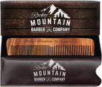 Hair Comb - Wood with Anti-Static & No Snag with Fine and Medium Tooth for Head Hair, Beard, Mustache with Premium Carrying Pouch in Design in Gift Box
