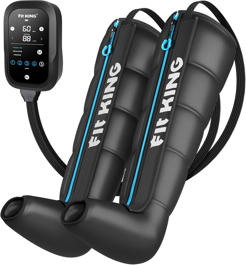 FIT KING Upgraded Leg Massager Recovery Boots, Professional Air Compression Recovery System for Circulation & Athlete-Level Fast Recovery, Cordless Rechargeable Compression Boots (Medium)