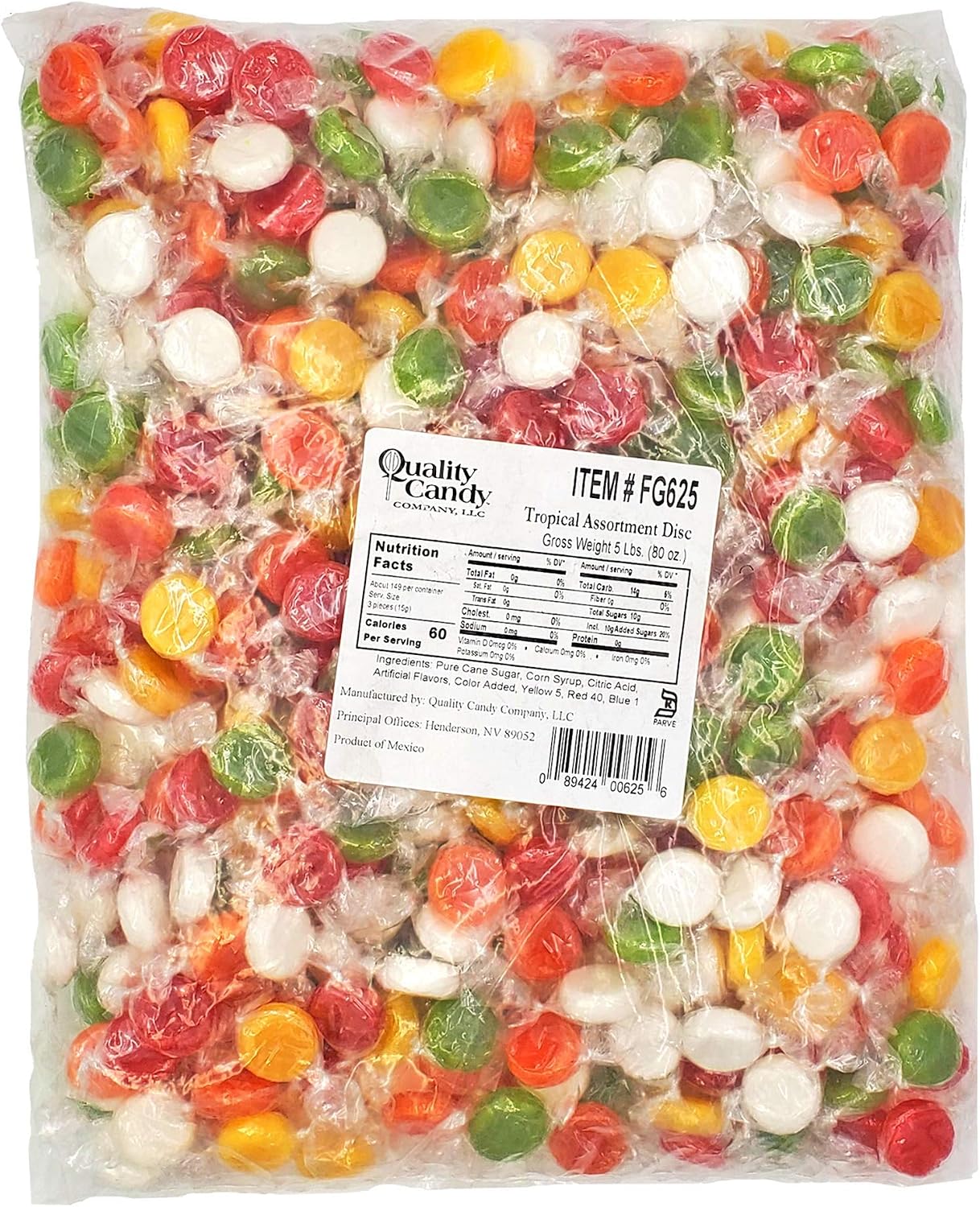 Quality Candy Company Tropical Fruit Discs, 5 Pounds