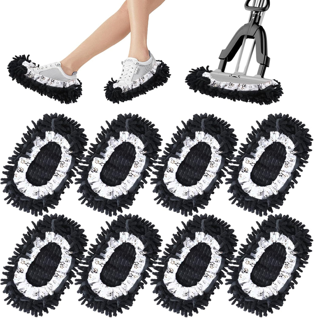 8 Pcs Mop Slippers Shoes Cover, Soft Washable Reusable Covers Microfiber Dust Mops Socks for Women Men Foot Hair Cleaners Sweeping Tool House Office Bathroom Kitchen Slipper Cover
