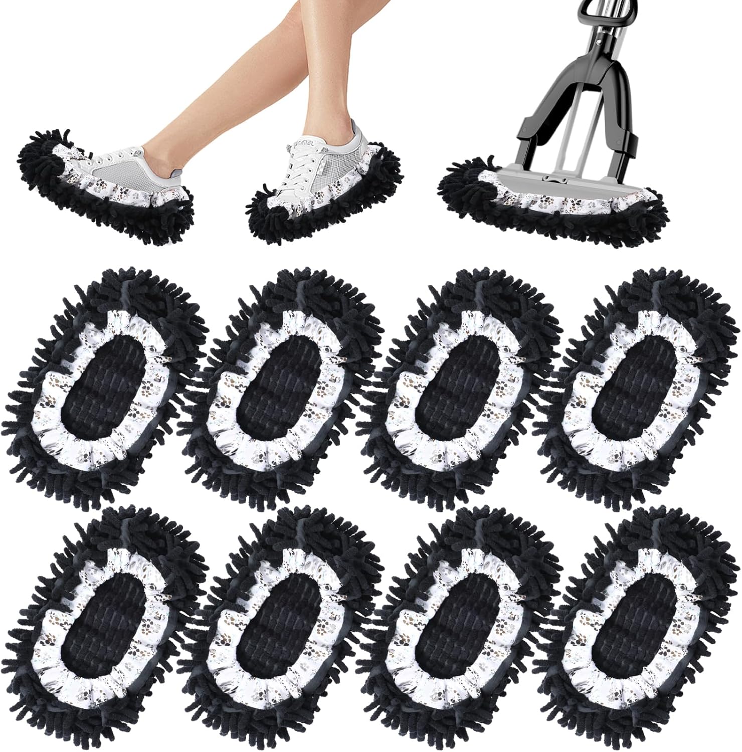8 Pcs Mop Slippers Shoes Cover, Soft Washable Reusable Covers Microfiber Dust Mops Socks for Women Men Foot Hair Cleaners Sweeping Tool House Office Bathroom Kitchen Slipper Cover