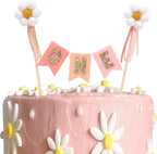 Daisy One Bunting Cake Topper - Flower Girls 1st Birthday Decorations,Felt Daisy First Birthday Cake Topper,Gold Glitter One Banner Cake Decorations,Bohemian Groovy Daisy Party Photo Props