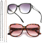 Stylish Oprah Style Reading Glasses, Oversized Quality Frame Retro Readers with Fashion Eyeglasses Chains for Women