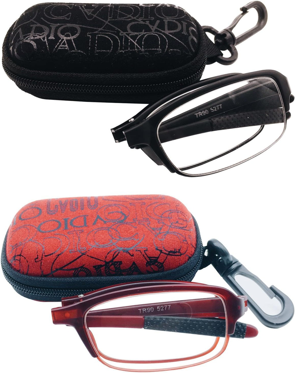 2 Pairs Folding Reading Glasses w Travel Case