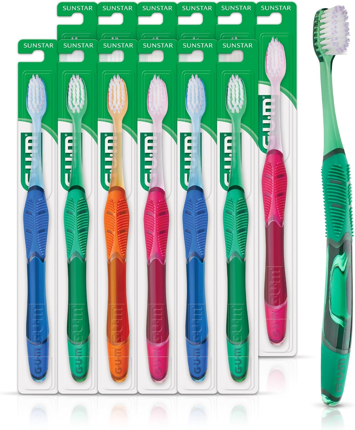 GUM Technique Deep Clean Toothbrush - Compact Soft - Soft Toothbrushes for Adults with Sensitive Gums - Extra Fine Bristles, 1ct (12pk)