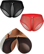 ohmydear Womens Sexy Cheeky Underwear Mesh Bikini Panties Hollowed Out Briefs Stretch Underwear Breathable Undies