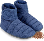 REVIX Microwavable Booties for Cold Feet Moist Heat Therapy, Heated Slippers Women & Men for Soothing Cold Foot, Microwavable Foot Warmers, Non-Slip Sole & Adjustable Fit, Navy S