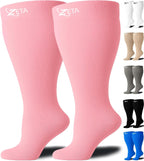 Zeta Wear Plus Size Compression Socks for Women and Men, Wide Calf Knee-High 15-19 mmHg Graduated Support, Easy-On Cuff, Fits Calves to 26 inch / 66 cm