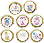 32pcs Edible Colorful Cupcake Toppers - Wafer Paper Birthday Cake Picks for Kids or Adults Parties