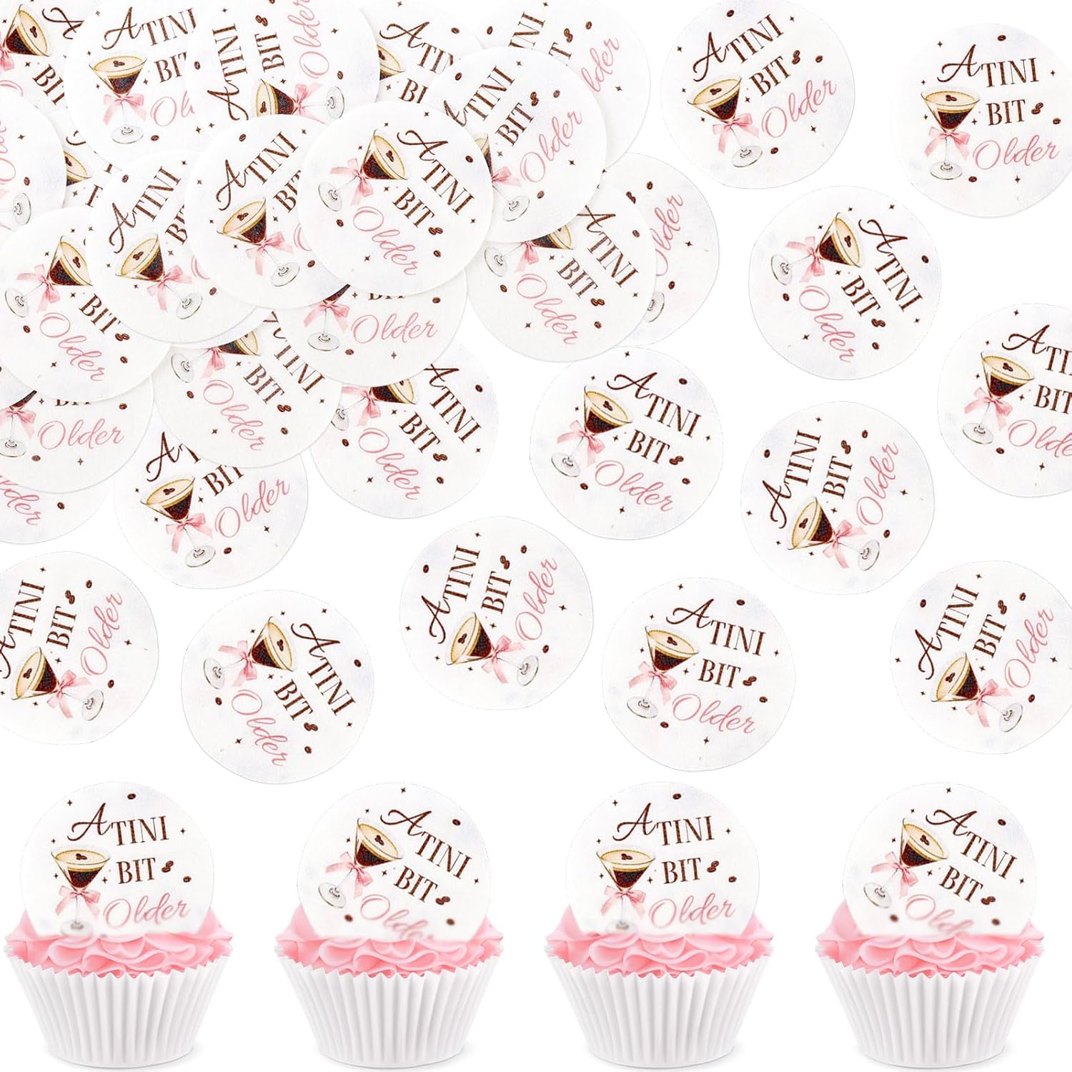 Ercadio 40 Pack Edible Martini Party Cupcake Toppers Drink Topper Picks Coffee Espresso Martini Themed for A Tini Bit Older Party Bachelorette Party Supplies