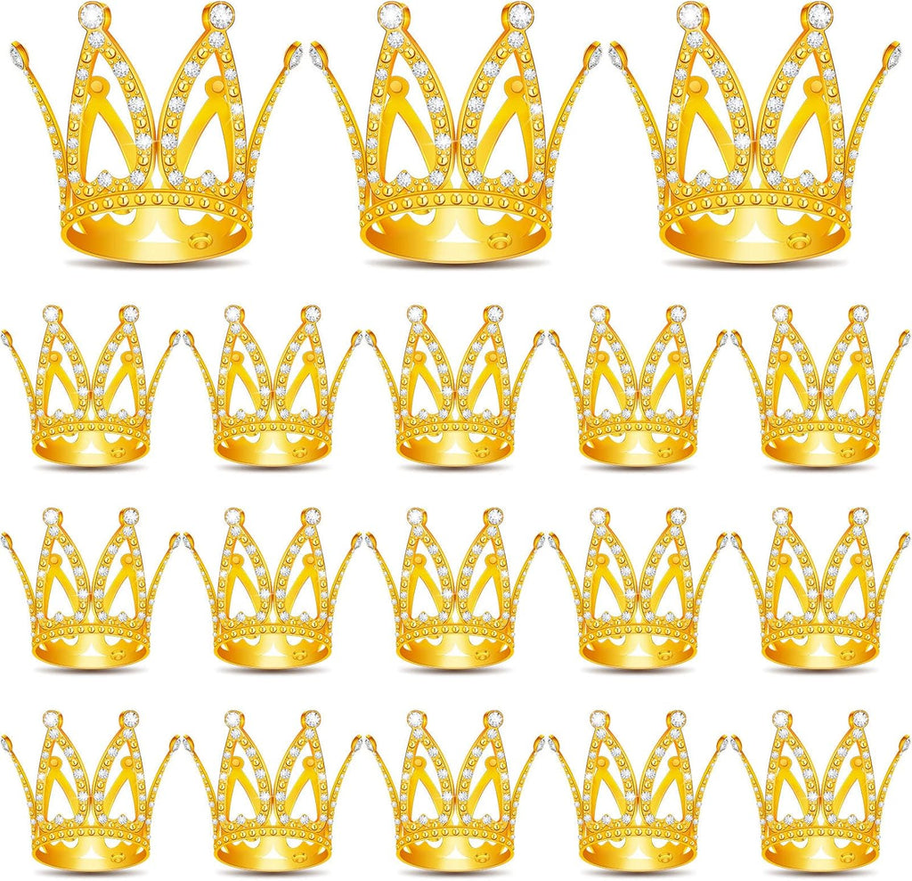 18 Pcs Crown Cake Topper, Mini Tiara Birthday Cake Toppers, Mini Crown for Flower Arrangements Women Lady Girl Wedding Baby Shower Birthday Party