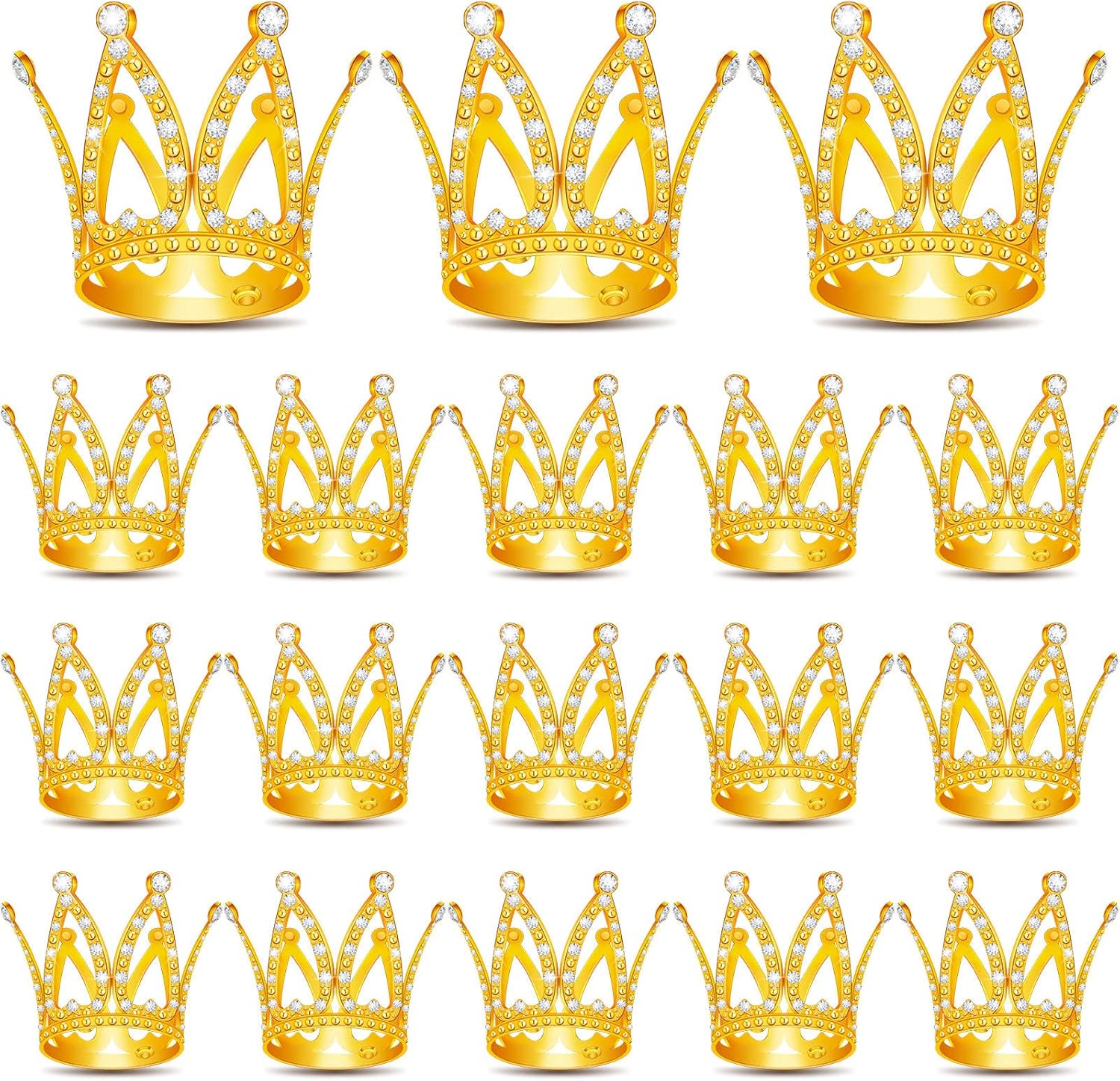 18 Pcs Crown Cake Topper, Mini Tiara Birthday Cake Toppers, Mini Crown for Flower Arrangements Women Lady Girl Wedding Baby Shower Birthday Party