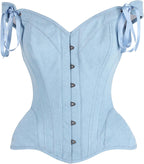 Daisy corsets Women's Daisy Corsets Top Drawer Light Blue Denim Steel Boned Corset W/Straps