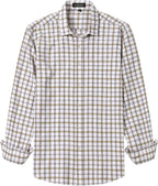LucMatton Men's Lightweight Gingham Dress Shirt Casual Business Slim Fit Long Sleeve Button Down Shirts with Pocket