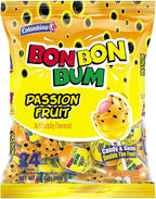 Colombina Bon Bon Bum Passion Fruit Lollipops, Tropical Fruit Hard Candy, Individually Wrapped Candy Pops for Parties, Candy Bowl Refill, Office or Classroom Rewards, 24 Count