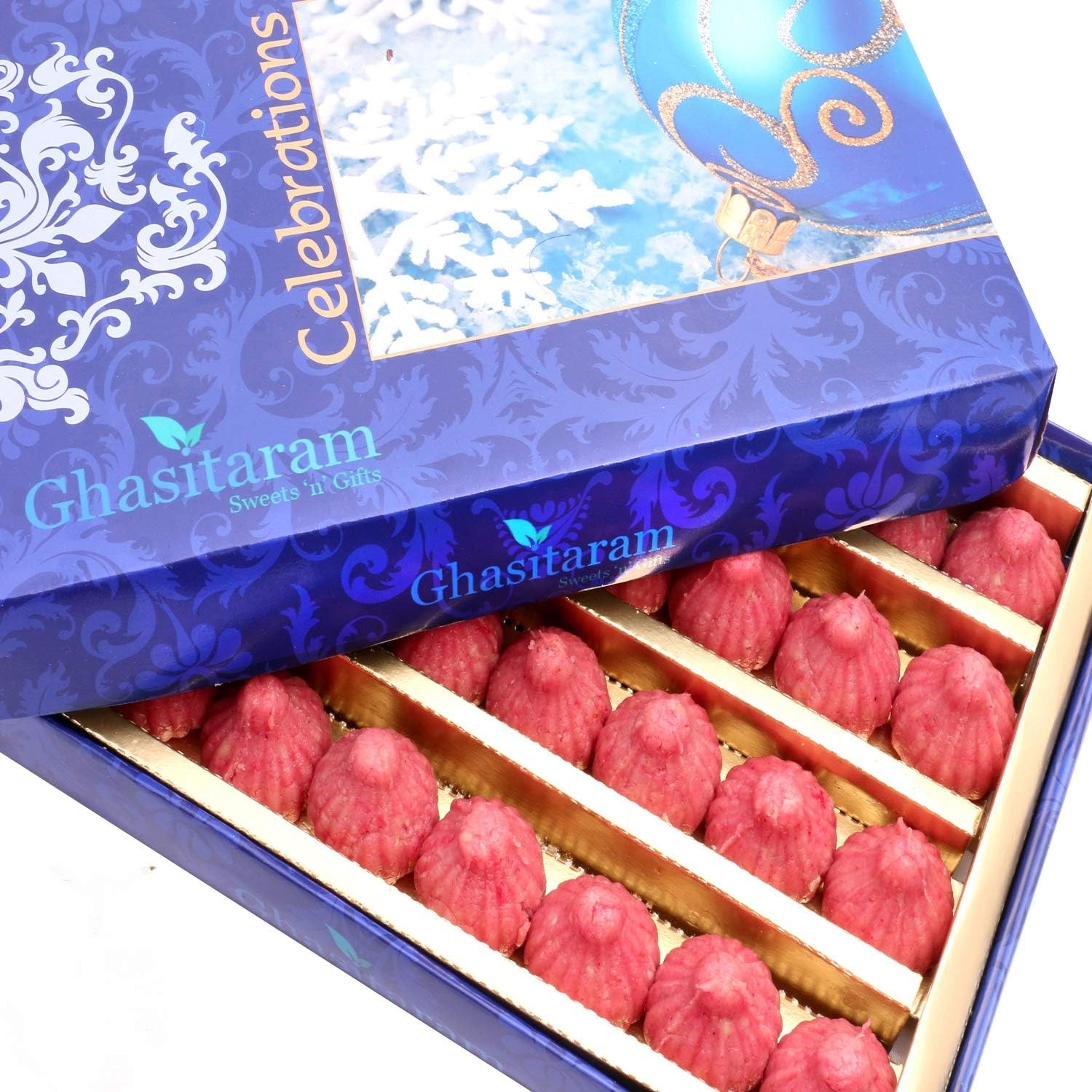 Ghasitaram Gifts Indian Sweets - Ganesha Chaturthi Gifts, Sugarfree Litchi Kaju Modaks, 200g