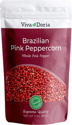 Viva Doria Brazilian Pink Peppercorns, Steam Sterilized Whole Pink Pepper, 3 Oz