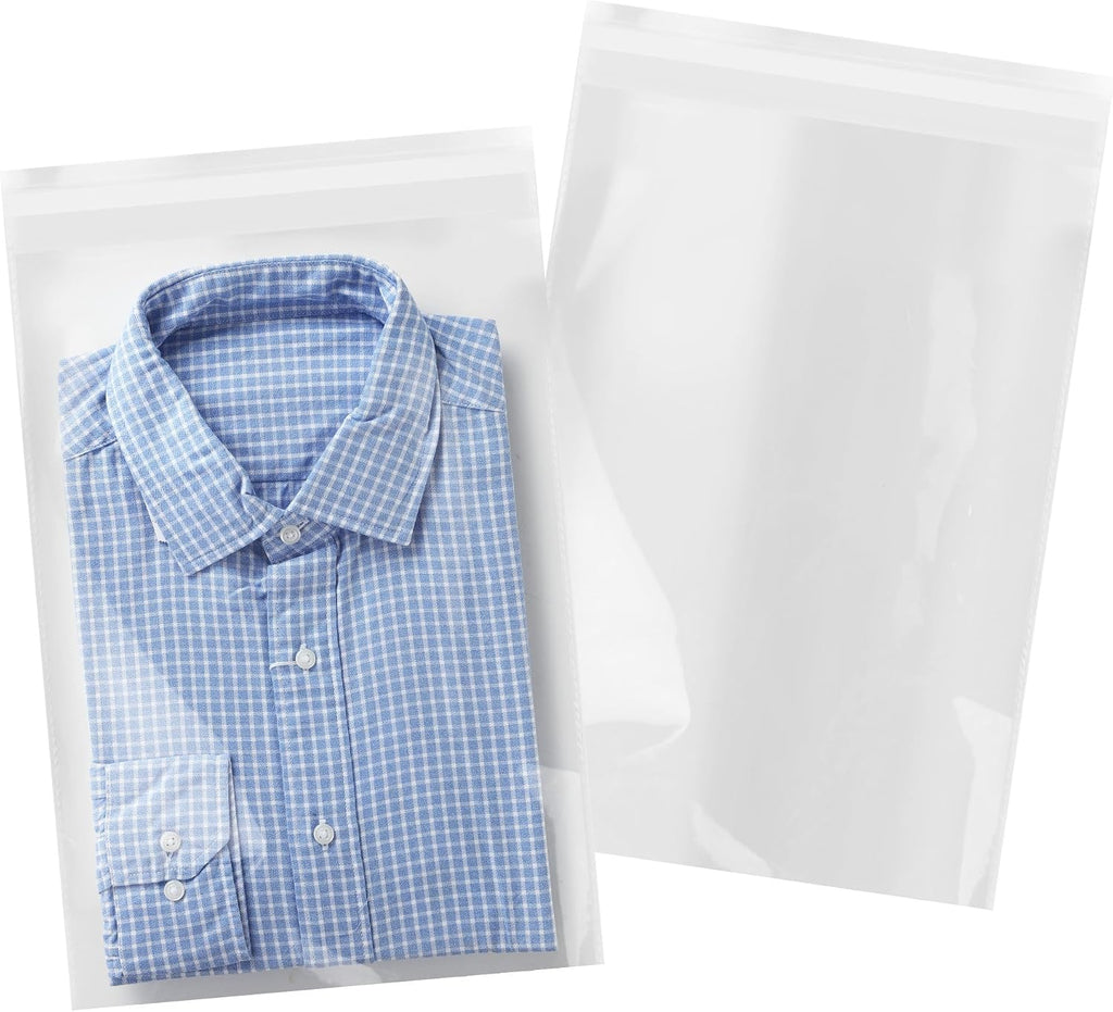 iMailer - 500 Pack - 12" x 18" Clear Cellophane Bags Self Seal- Cello Large Resealable Plastic Poly Bags for Clothing, T-Shirts, Pants