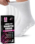 Debra Weitzner 6Pk Non-Binding Loose Fit Sock - Non-Slip Diabetic Socks for Men and Women - Crew, Ankle