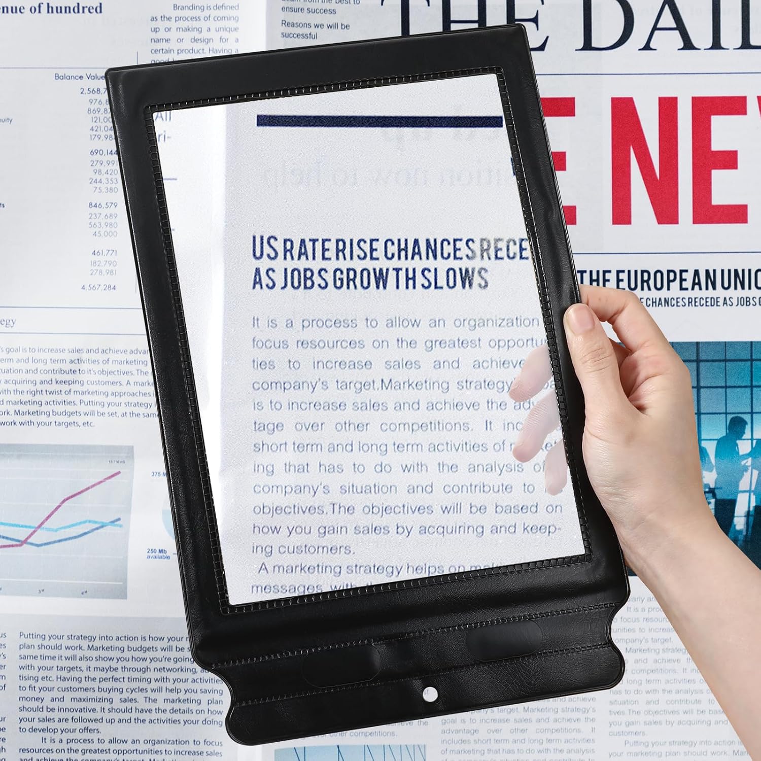 3 X Full Page Magnifier for Reading, 12 × 7.6 in Plastic Magnifying Sheet, Lightweight Portable Magnifying Page Fresnel Sheet for Elderly and People with Low Vision Reading