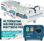 Lunderg Alternating Air Pressure Mattress Pad with Static Mode & Flocking - Comfortable Bed Sore Prevention - Includes Mattress Topper for Hospital Bed or Home & Quiet Pump - Recommended by Doctors