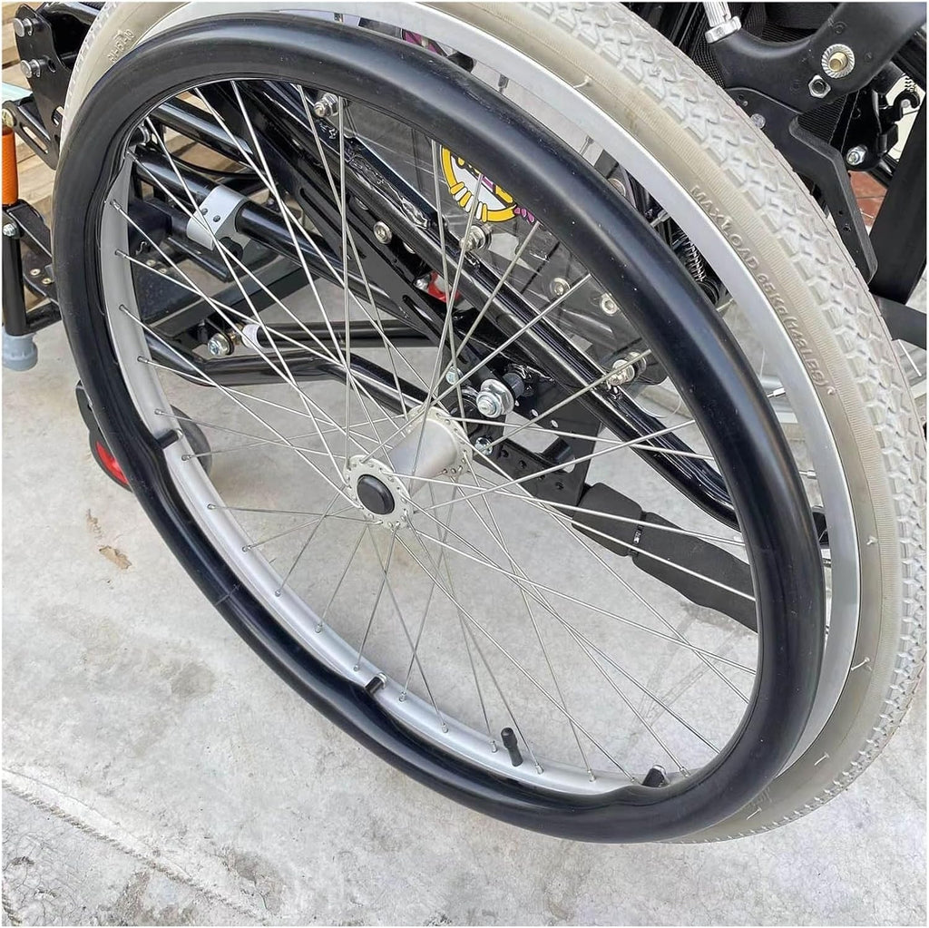 24inch/22inch Silicone Non-Slip Wheelchair Push Rim Covers,1 Pair Wheelchair Hand Push Cover,0.18inch Thick Wear-Resistant Wheelchair Pushrim Covers(Black,22in)