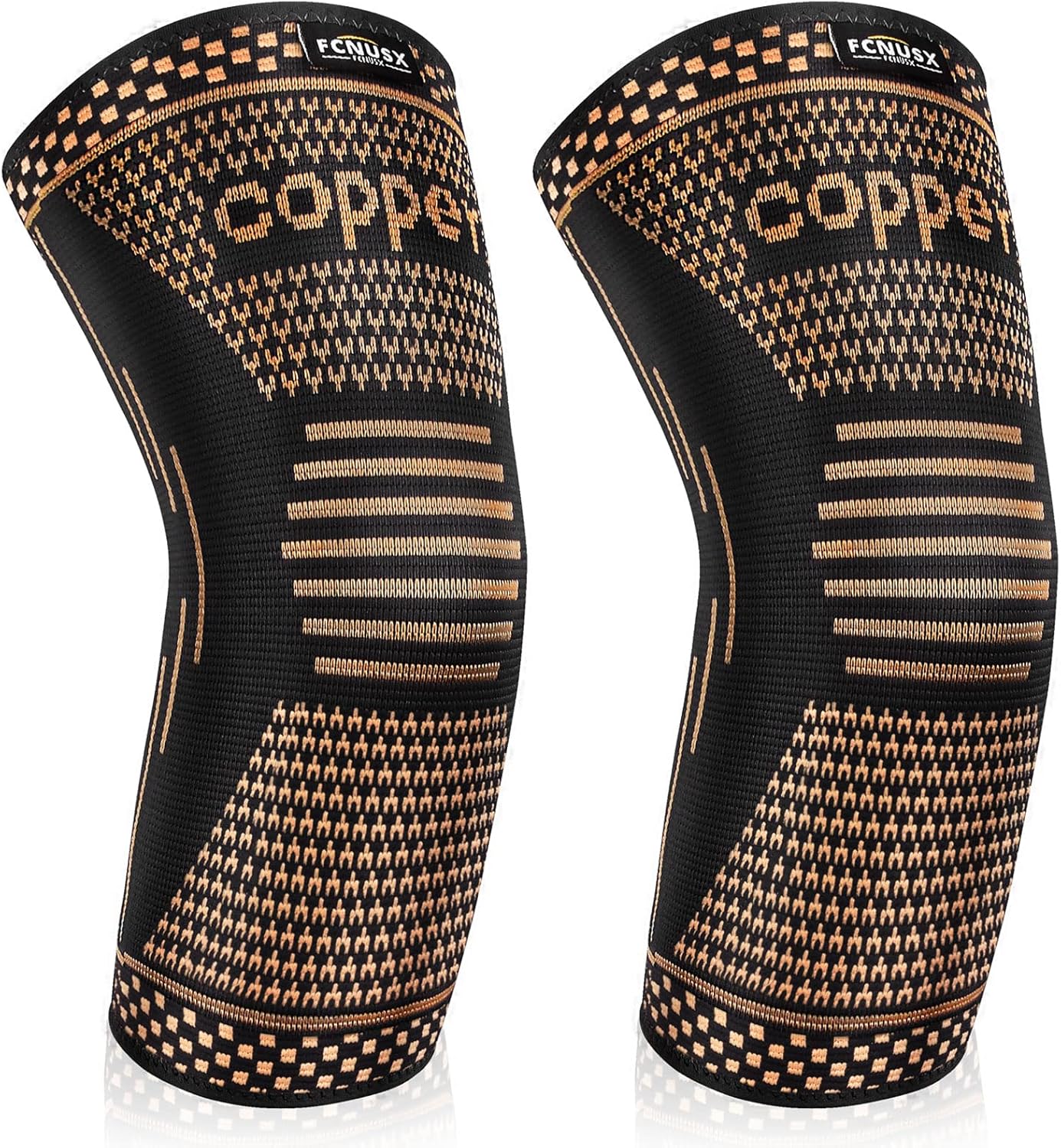 Copper Elbow Brace Compression Sleeves for Pain Relief Men Women, Arm Support Forearm Pads Braces for Tendonitis, Tennis, Golfers, Arthritis, Weight lifting (Large, Black)