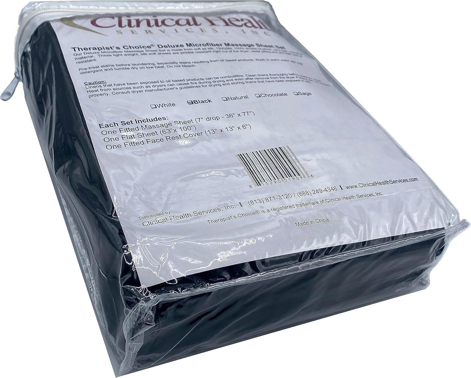Therapist’s Choice® Premium Deluxe Microfiber Massage Sheet Set, 3pc Set (Black)