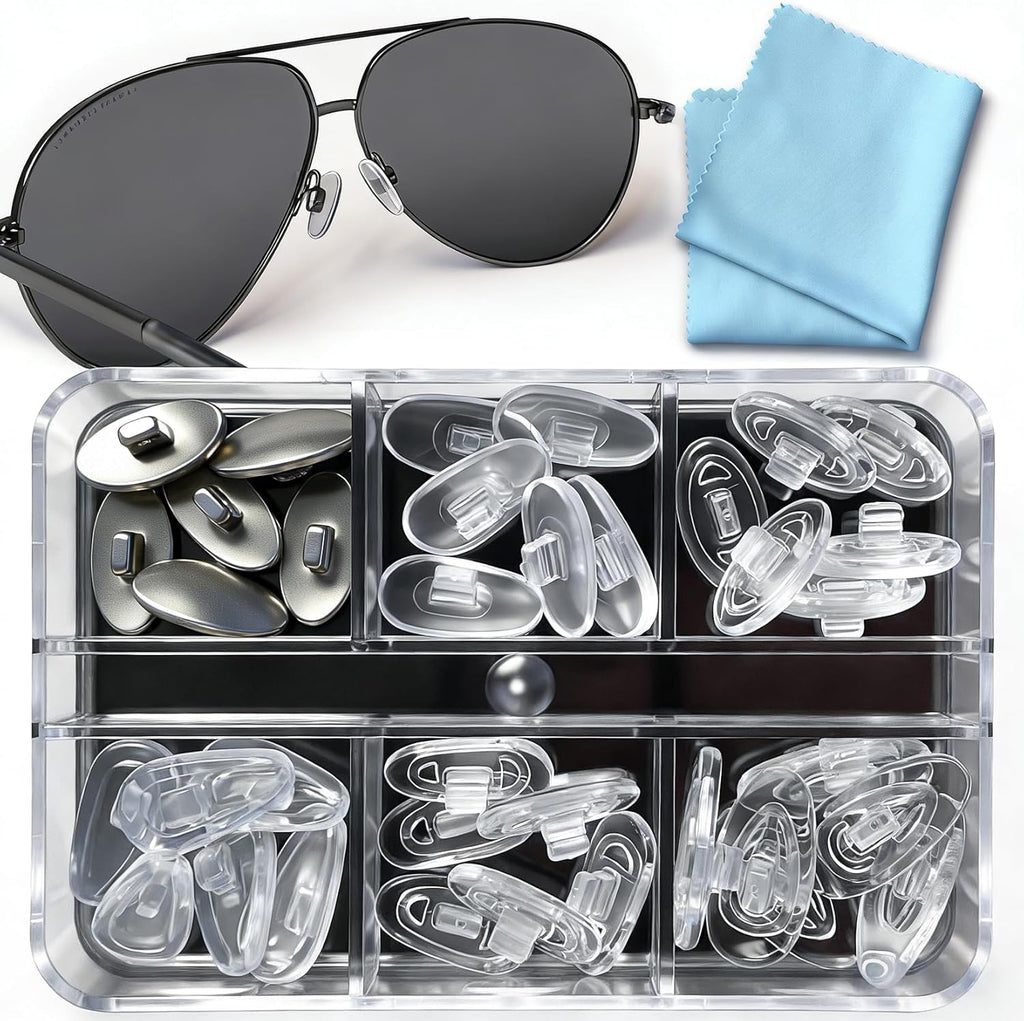 Push-in Eyeglass Nose Pads - PFDHQS 18 Pairs Glasses Nose Pads Replacement Kit - 6 Options Available for Replacing and Having Spare Nose Pads for Sunglasses