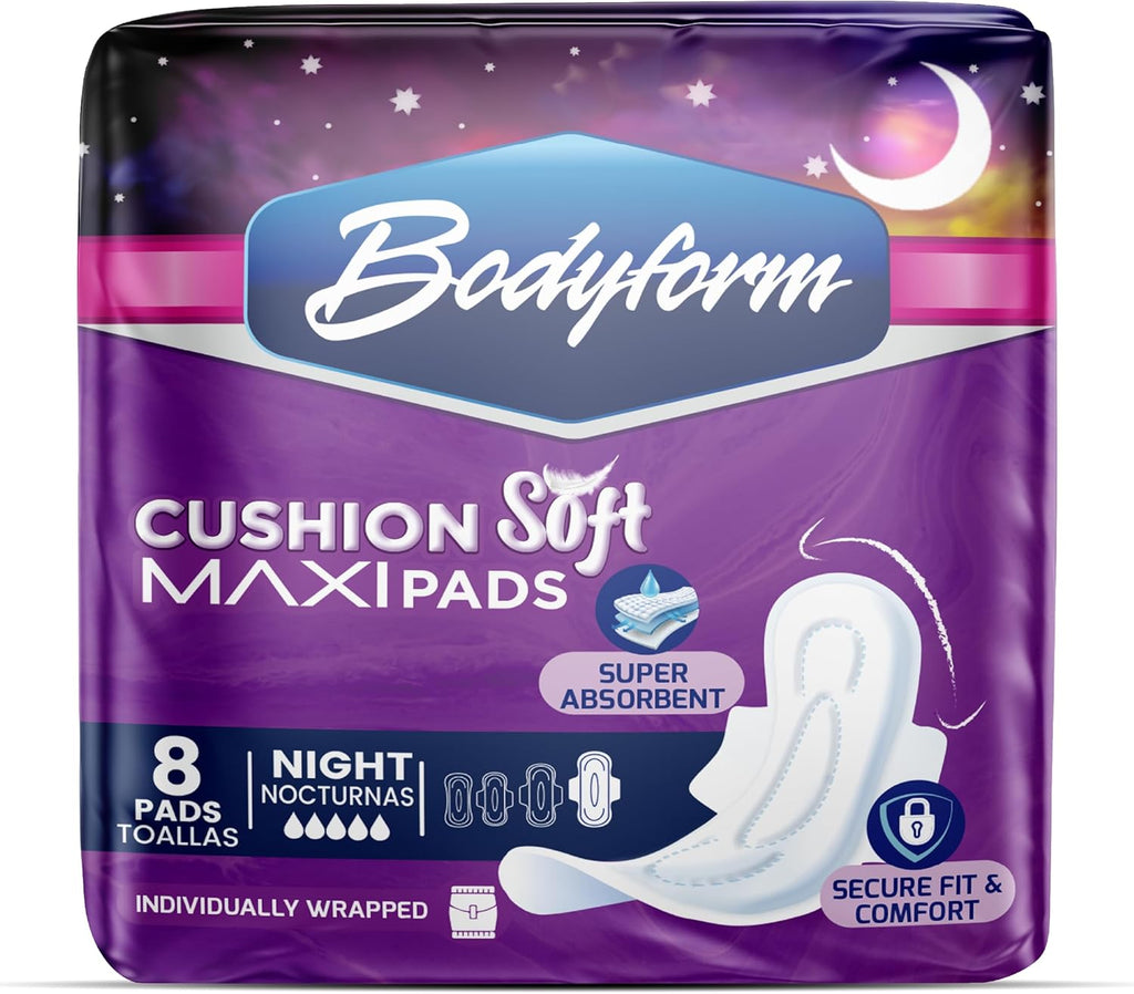 Bodyform Maxi with Wings - Value Sanitary Napkins, 8 Counts (1 Packs of 8 Counts) Cushion Soft Always Comfortable and Ultra-Absorbent