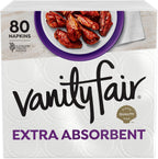 Vanity Fair Extra Absorbent Premium Paper Napkins, 80 Count, Disposable Napkins Made Soft And Strong For Messy Meals And Everyday Use