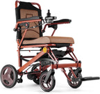 Electric Wheelchairs for Adults Foldable Lightweight at Only 35lbs, 500W Dual Motors Motorized Wheelchairs for Seniors, All Terrain Travel Powered Wheel Chairs, Support 250 lbs, Brown