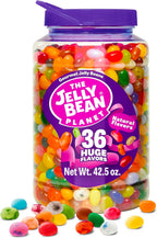 The Jelly Bean Planet, Gourmet Jelly Beans Bulk 42.5 Oz Jar - 36 Natural Fruit Flavors, Kosher Candy, Plant Based Colors - Gluten Free Jellybeans Easter Candy Gift, Allergen Friendly Basket Stuffers