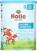 Holle Cow Milk Toddler Drink Stage 3, 14.1 Oz Powdered Toddler Milk Beverage, Non-GMO, Clean Label Certified, Grass-Fed, DHA & Iron, For Children 12 Months and Up, Made in Germany