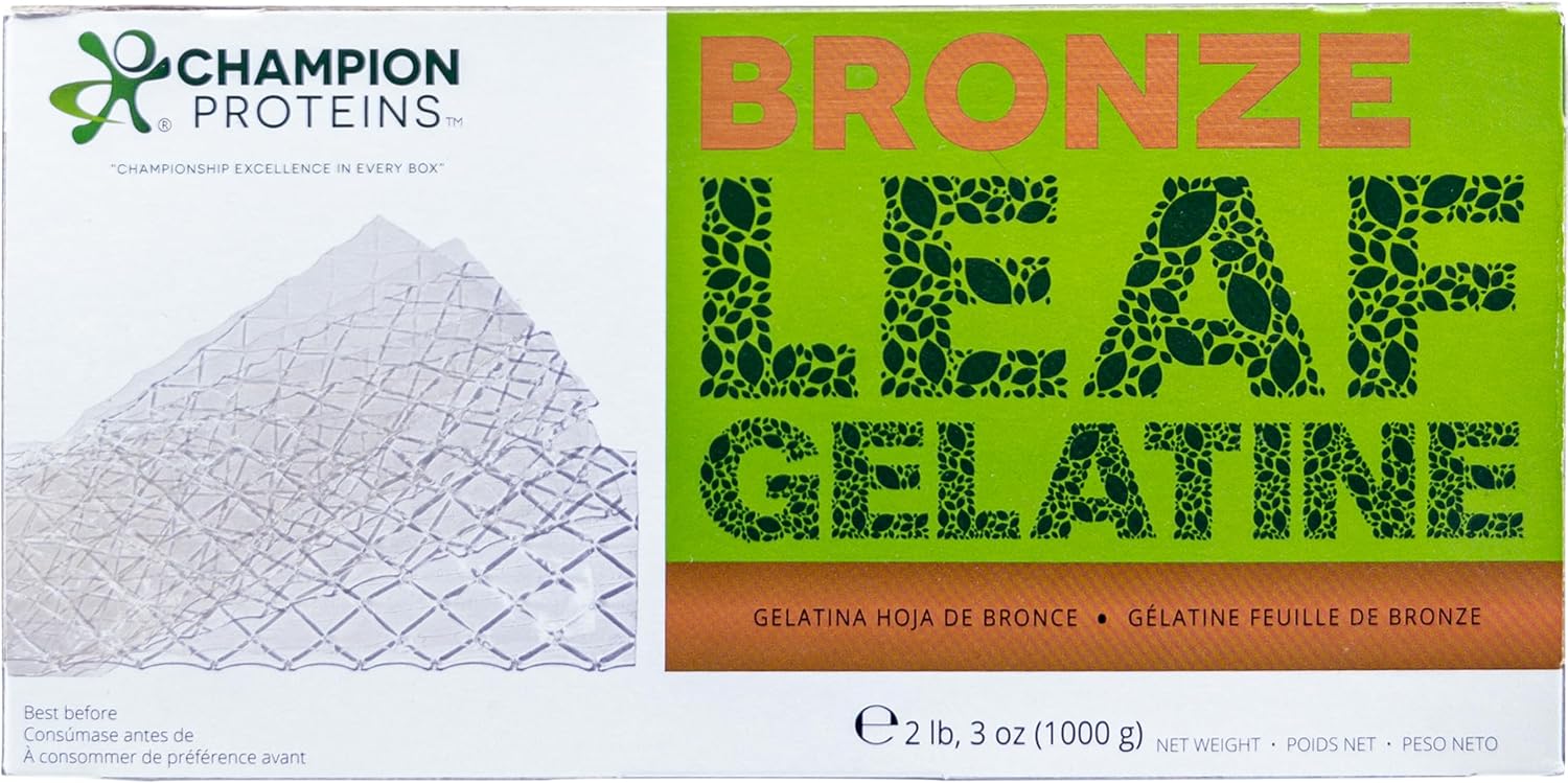 Bronze Leaf Gelatin Sheets, 300 Sheets, 150 Bloom, Champion Leaf Gelatine, 1/KG (2.2/Lbs) [100% USA Owned Family Business]