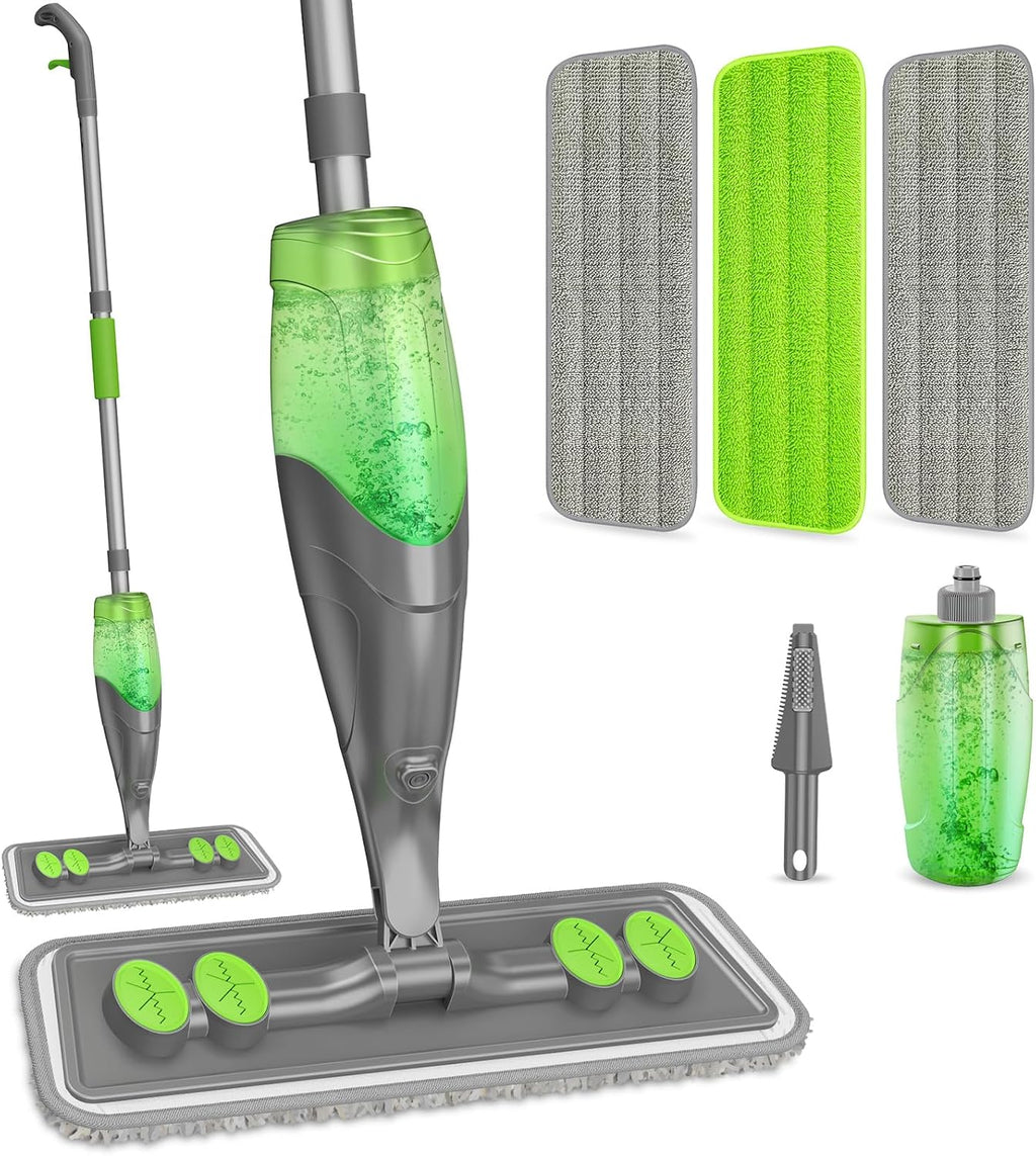 Spray Mop for Floor Cleaning - Wet Dry Hardwood Floor Mops with 3 Microfiber Washable Pads for Swiffer Powermop - Flat Mop with Sprayer for Tile Wood Laminate Vinyl Marble Kitchen