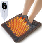 Qoosea Double Layer Electric Heated Foot Warmers for Men and Women 16"x16" with 6 Temperature & 4 Timer Settings Fast Heating for Home Office Under Desk Bed Machine Washable