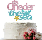 Oneder the Sea Cake Topper - Girl's 1st Birthday Party Decorations, Mermaid Baby Shower Cake Topper, Ocean World Gender Reveal Party Decoration Suppllies, Glitter