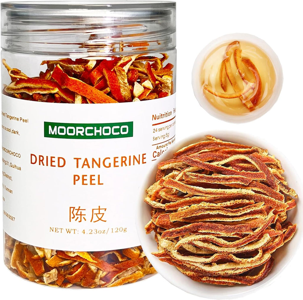 Dried Tangerine Peel Strips - Pure Natural Chinese Herbal Medicine -dried orange peel 4.23oz/120g Used for making soup-Brewing tea- 陈皮Chen Pi(Dried Tangerine Peel)