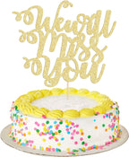 1Pc We Will Miss You Cake Topper Glitter Red Love Heart Good Luck Cake Pick Retirement Theme Going Away Party Cake Decorations Gold