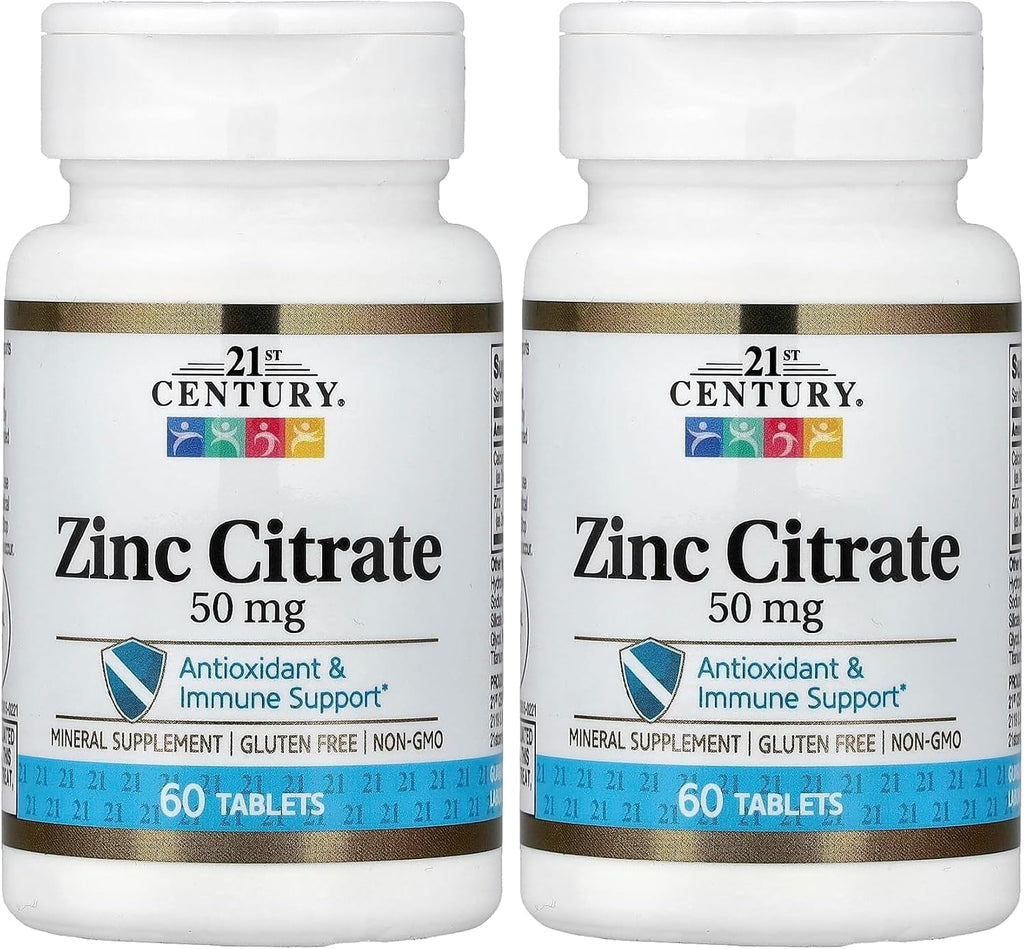 21st Century Healthcare Zinc Citrate Tablets 50mg, 60 Count (Pack of 2)