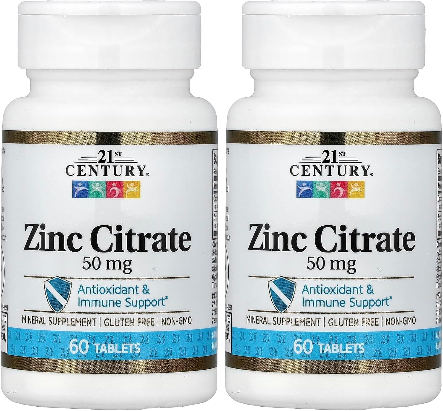 21st Century Healthcare Zinc Citrate Tablets 50mg, 60 Count (Pack of 2)