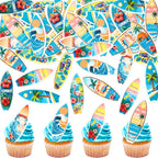 Ercadio 40Pcs Edible Surfboard Cupcake Toppers Surfboard Beach Cake Decorations Picks Surfboard Mini Accents for Swimming Pool Summer Beach Party Luau Birthday Baby Shower Party Supplies