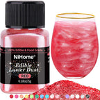 NiHome Edible Food-Grade Glimmer Powder Glitter Luster Dust Metallic Food Decorating Sprinkle Glimmery Dust for Drink Wine Beverage Cake Candy Dessert Bakery Restaurant Vegan (0.18oz/5g, Red)