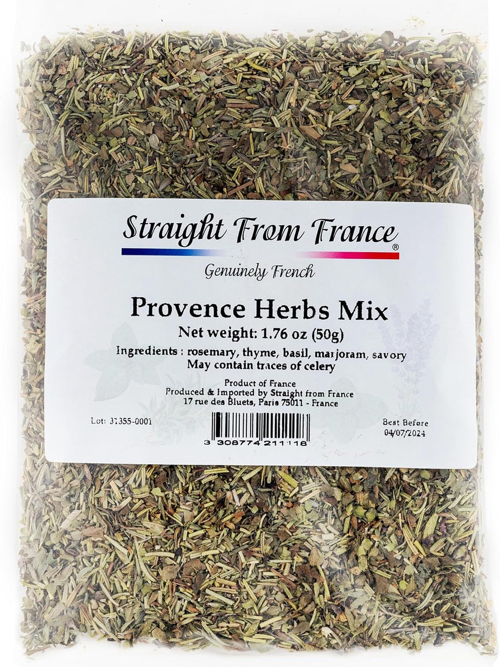 Straight from France Genuinely French, Herbs de Provence Seasoning, Authentic French Culinary Spice Blend for Gourmet Cooking & Marinades 1.76 Oz Bag