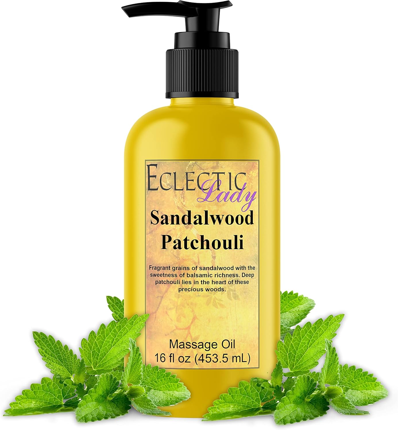 Sandalwood Patchouli Essential Massage Oil - Sweet Almond and Jojoba Oil, Preservative-Free, Perfect for Aromatherapy and Relaxation (16 oz)