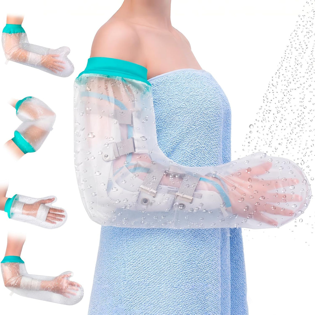 Waterproof Cast Covers for Shower Arm, Reusable Soft Adult Long Arms Protector Bag after Surgery, Comfortable Durable Showering Sleeve for Wound Hands/Wrist/Elbow/Finger, Recovery Supplies Gifts