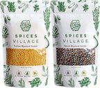 SPICES VILLAGE Yellow Mustard Seeds & Black Mustard Seeds [8oz each] - Kosher, Gluten Free, Non GMO, Resealable Bulk Bag