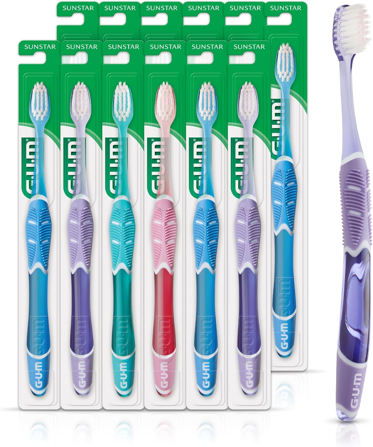 GUM Technique Deep Clean Sensitive Toothbrush, Compact Head & Ultra Soft Tapered Bristles for Adults with Sensitive, 1ct (12pk)